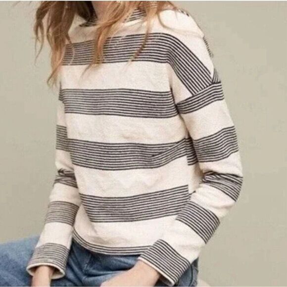 Eri Ali Striped Sabori Sweatshirt Women’s Medium Boxy Black White Minimalist - Picture 2 of 7